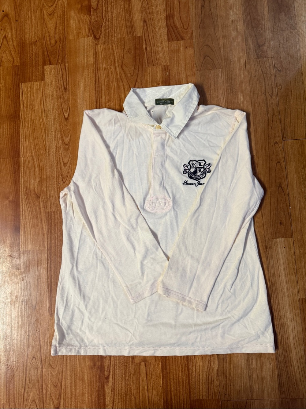 Lauren Ralph Lauren White Long-Sleeve Polo with Crest Patch - Kids